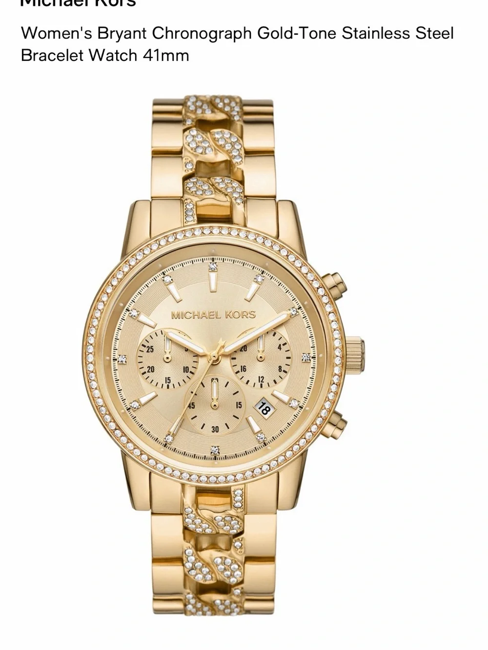 Michael Kors Gold-Tone Crystal Accent Chronograph Bracelet Watch